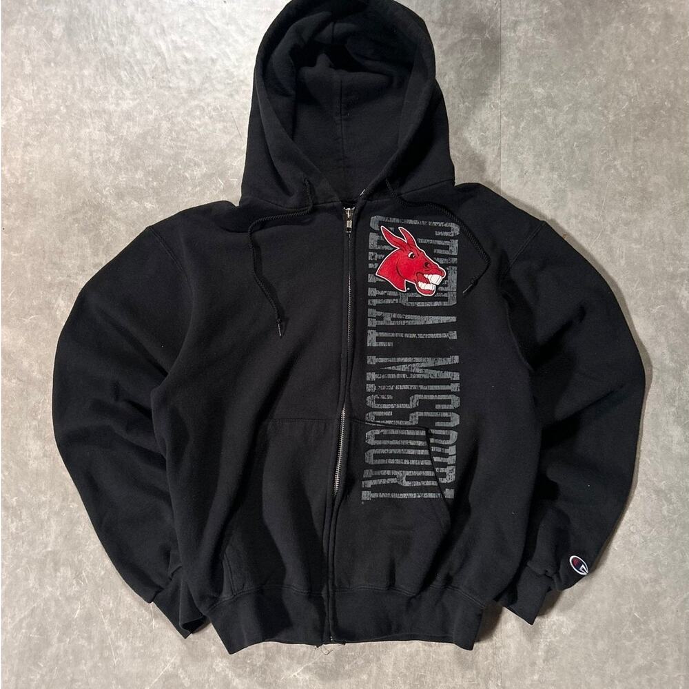 2000's Vintage Central Missouri Script Logo Black Zip Up Hoodie-M